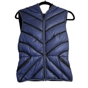 Blanc Noir Mesh Inset Reflective Midnight Blue Puffer Vest